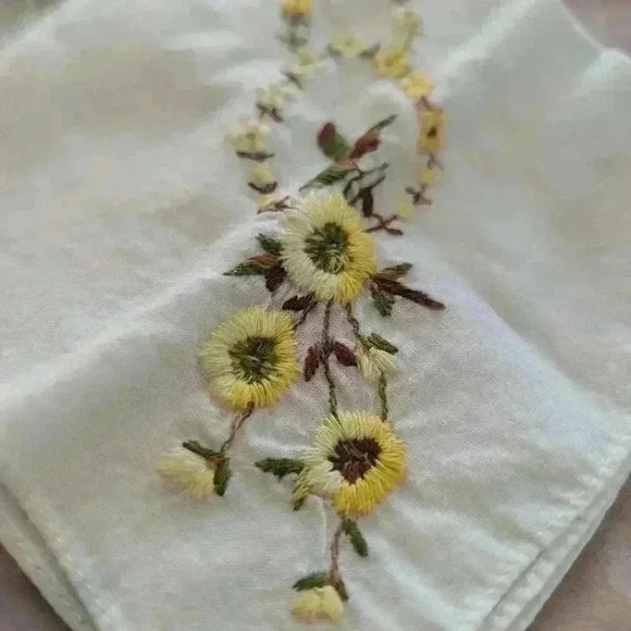 Pair of ladies floral handkerchiefs  purple and yellow - Picture 4 of 7